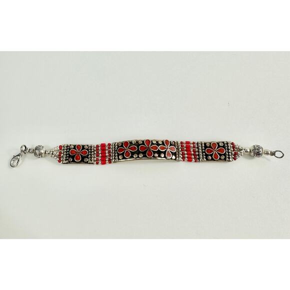 Tibetan Silver Bracelet Handmade Boho - Picture 2 of 4